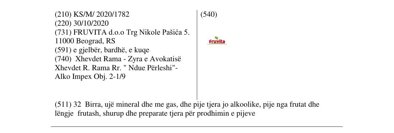 Zëri i markës fruvita në buletin