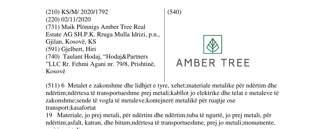 Zëri i markës AMBER TREE në buletin