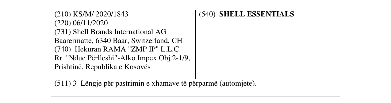 Zëri i markës SHELL ESSENTIALS në buletin