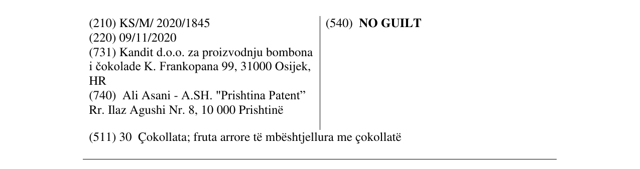 Zëri i markës NO GUILT në buletin