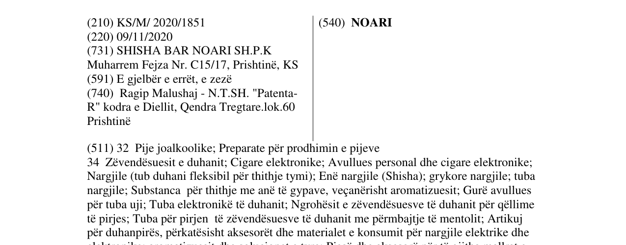 Zëri i markës NOARI në buletin