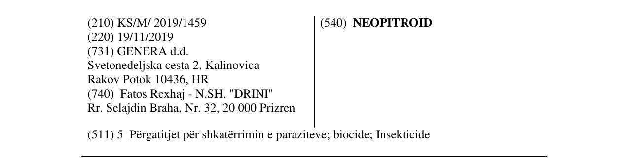 Zëri i markës NEOPITROID në buletin