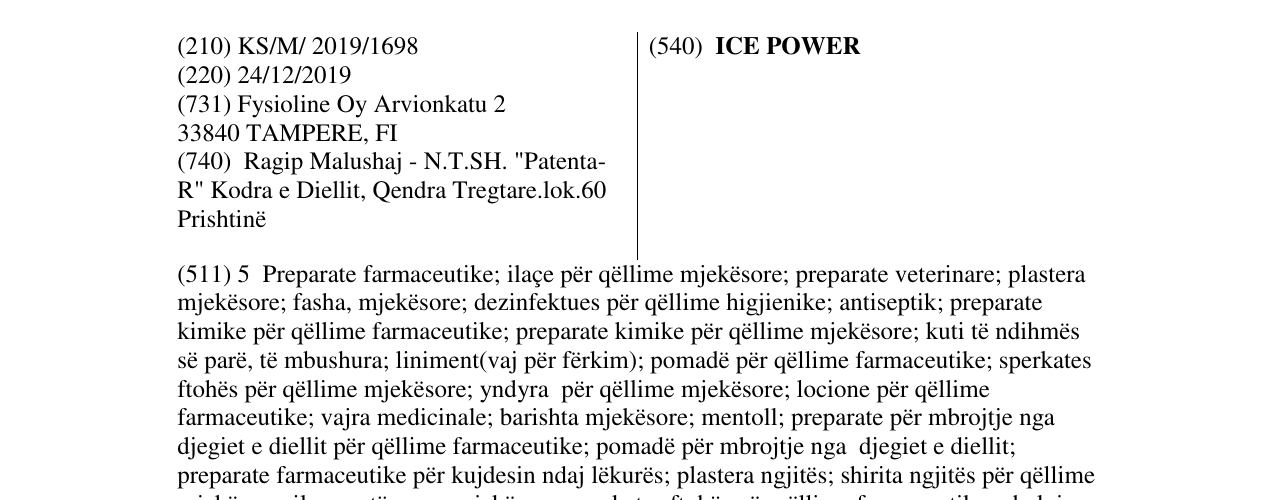 Zëri i markës ICE POWER në buletin