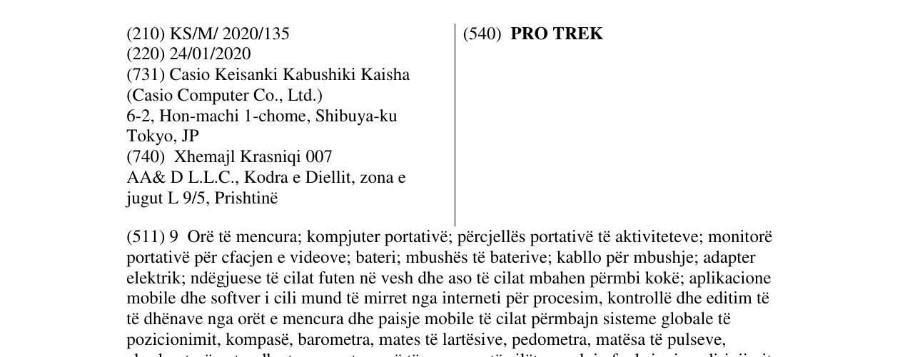 Zëri i markës PRO TREK në buletin