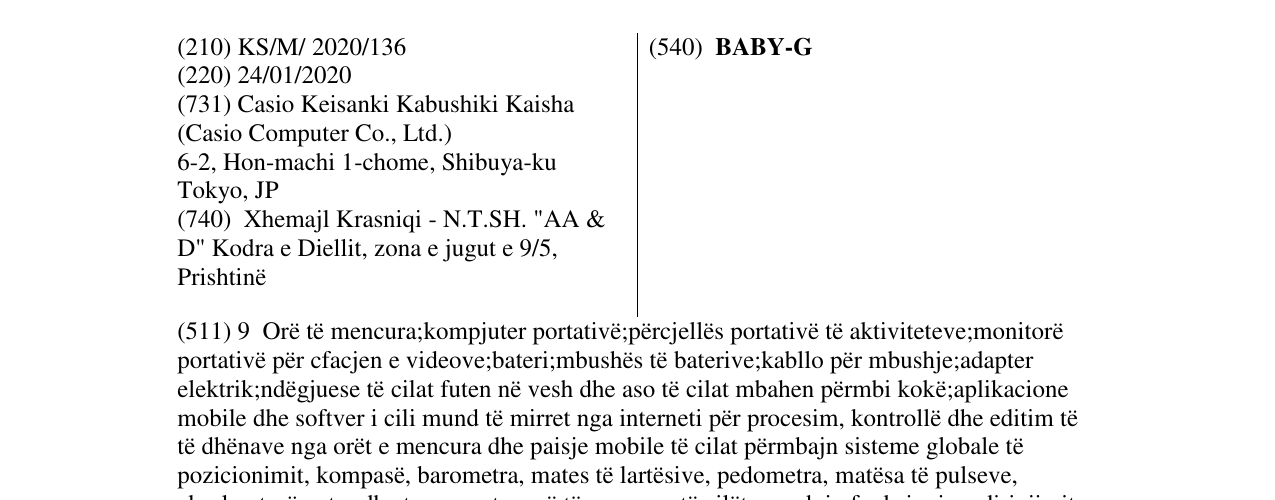 Zëri i markës BABY-G në buletin