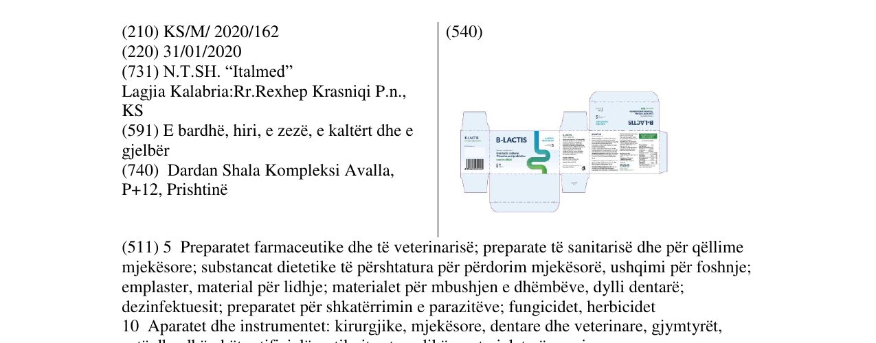 Zëri i markës B-LACTIS në buletin