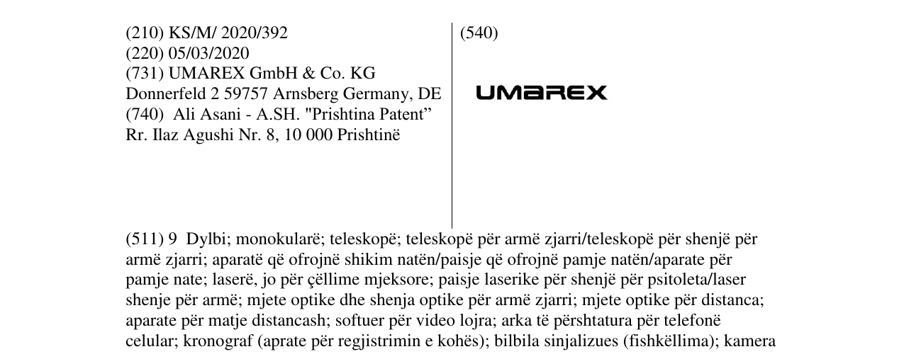 Zëri i markës UMAREX në buletin
