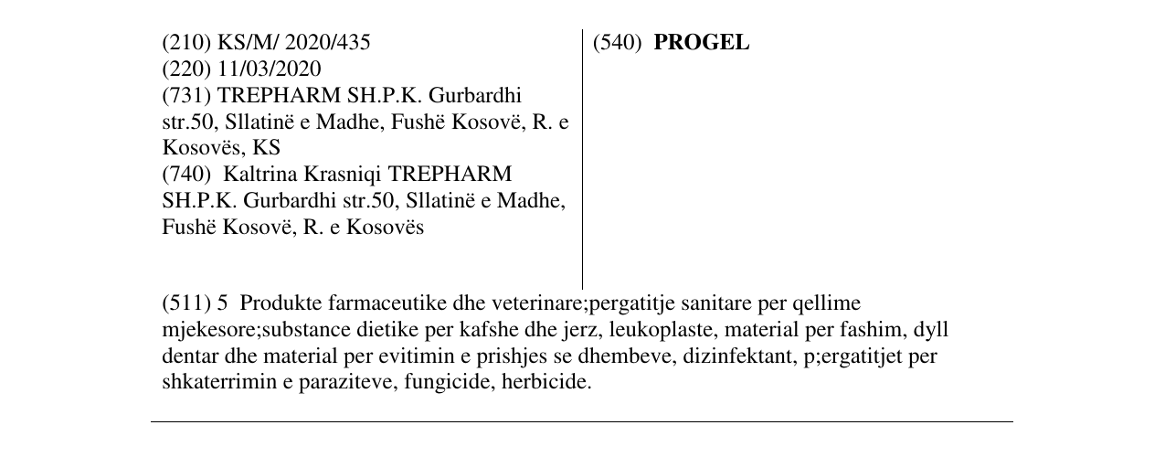 Zëri i markës PROGEL në buletin