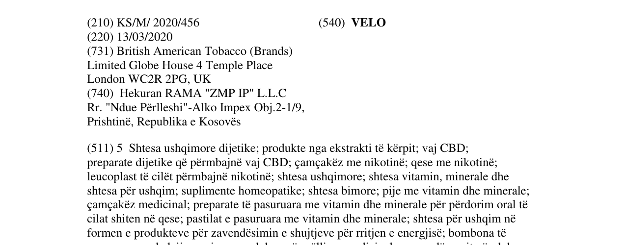 Zëri i markës VELO në buletin