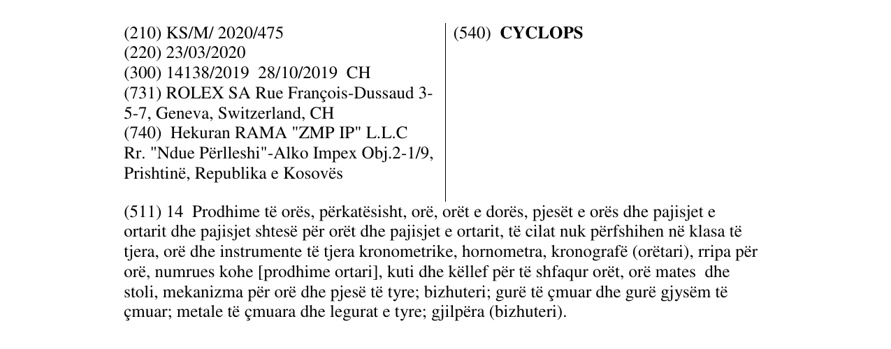 Zëri i markës CYCLOPS në buletin
