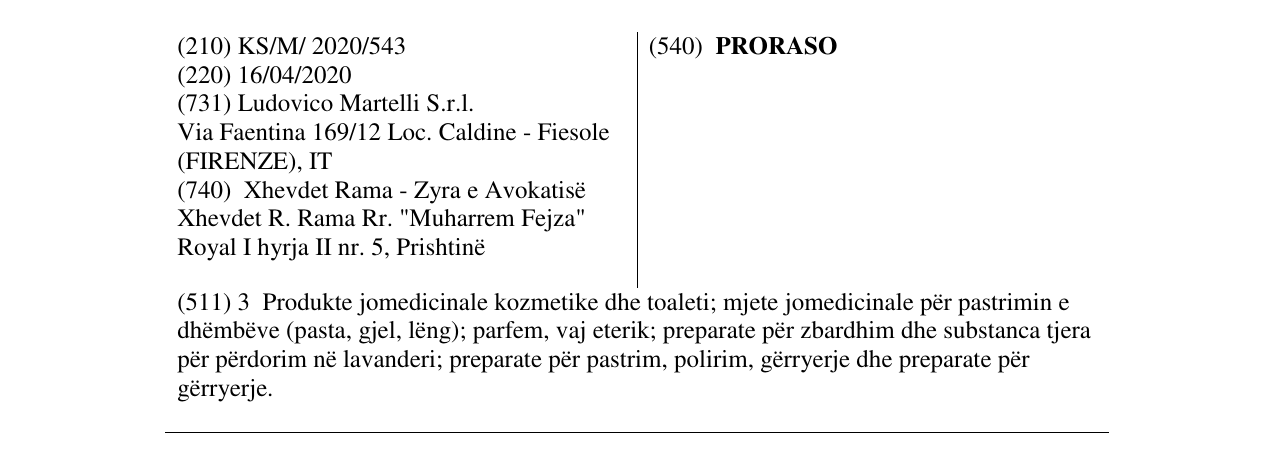 Zëri i markës PRORASO në buletin