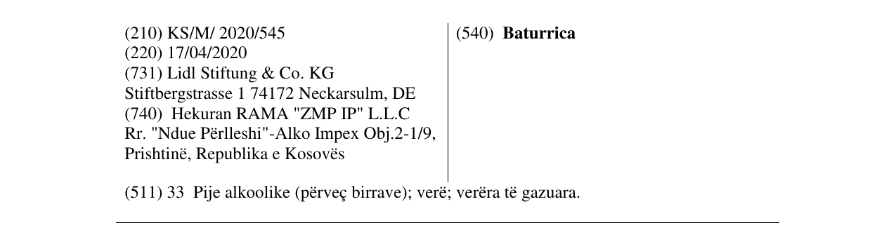 Zëri i markës Baturrica në buletin