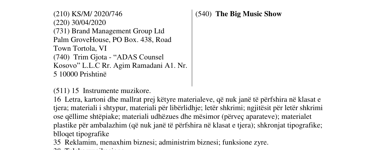 Zëri i markës The Big Music Show në buletin