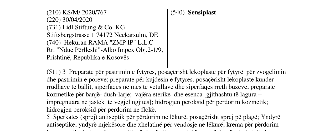 Zëri i markës Sensiplast në buletin