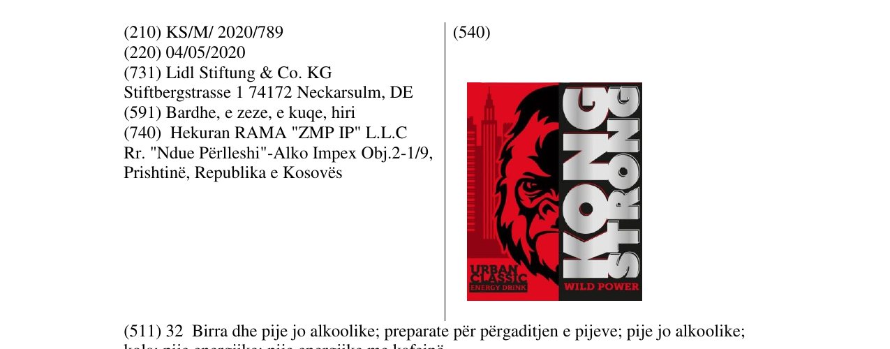 Zëri i markës KONG STRONG në buletin