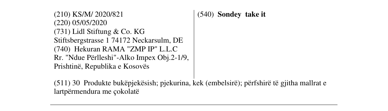 Zëri i markës Sondey take it në buletin
