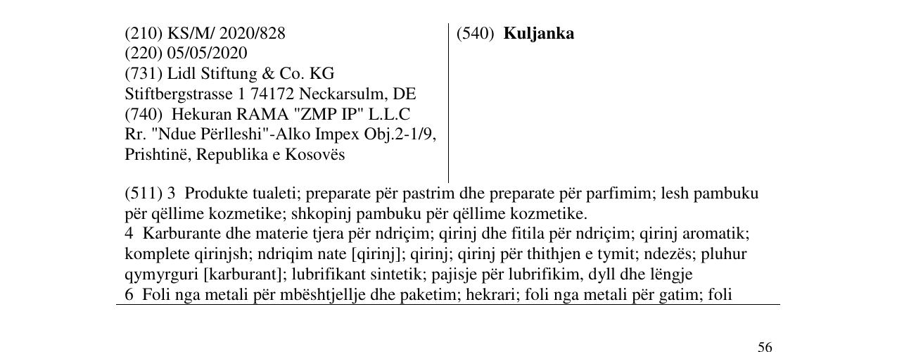 Zëri i markës Kuljanka në buletin