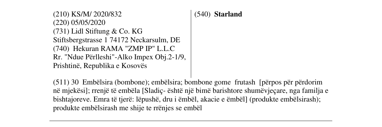 Zëri i markës Starland në buletin