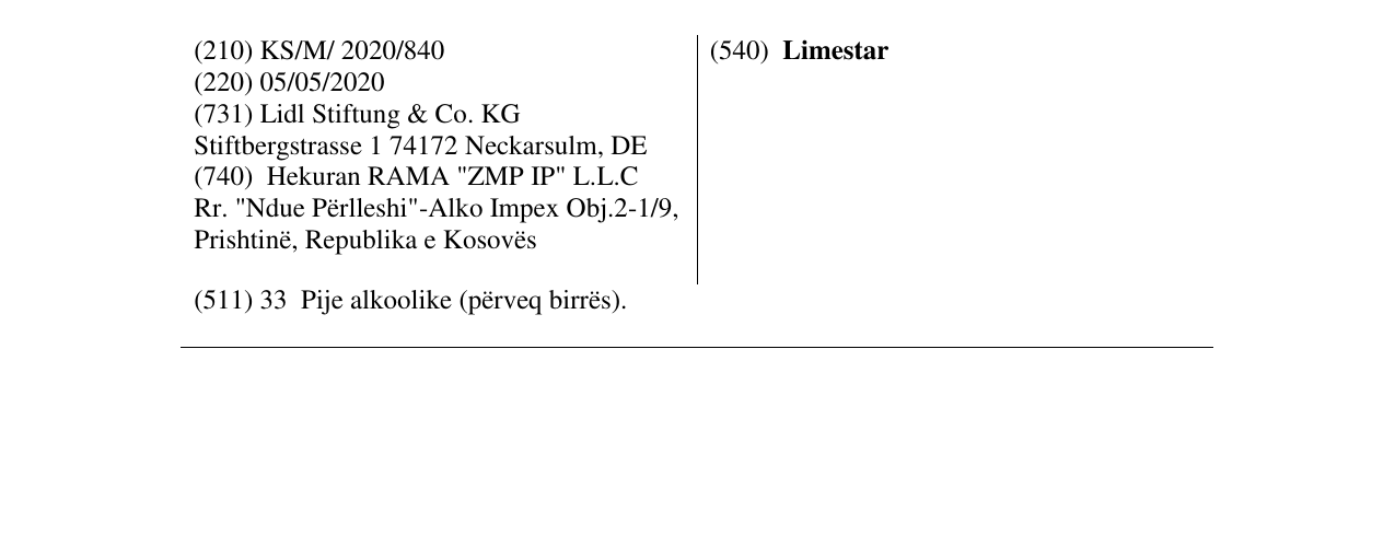 Zëri i markës Limestar në buletin
