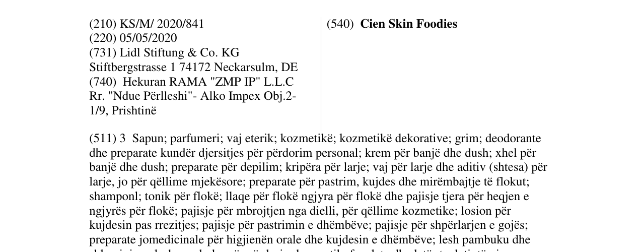 Zëri i markës Cien Skin Foodies në buletin