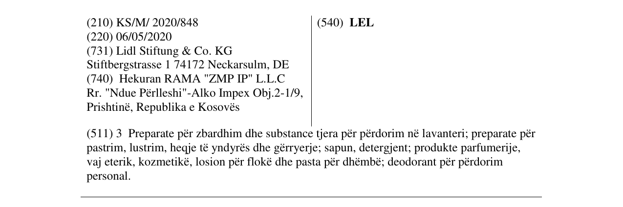 Zëri i markës LEL në buletin
