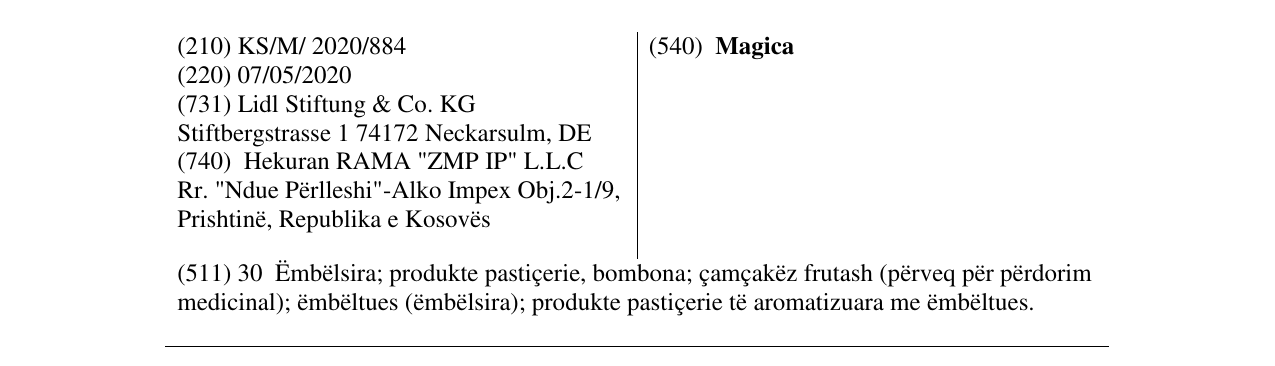 Zëri i markës Magica në buletin