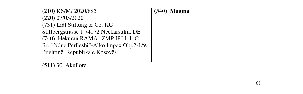 Zëri i markës Magma në buletin