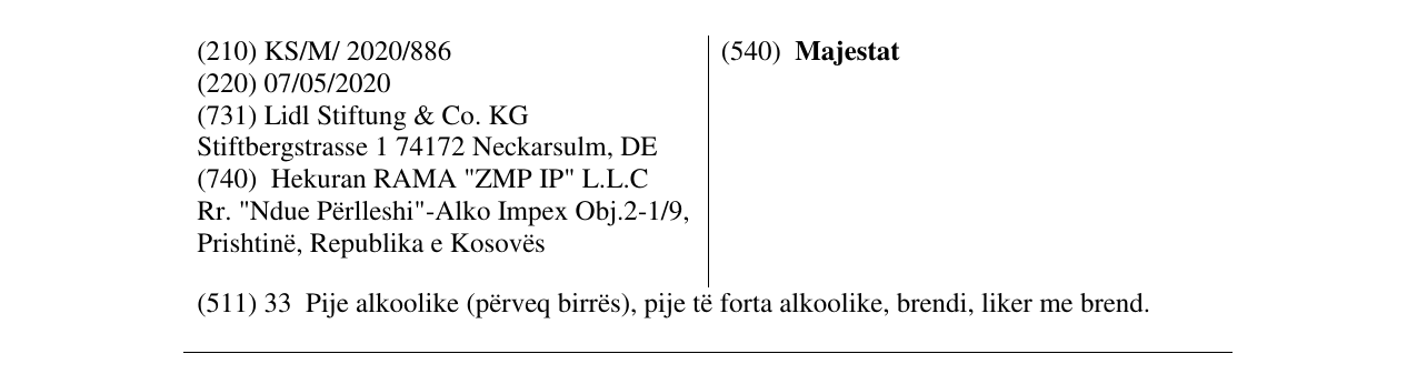 Zëri i markës Majestat në buletin