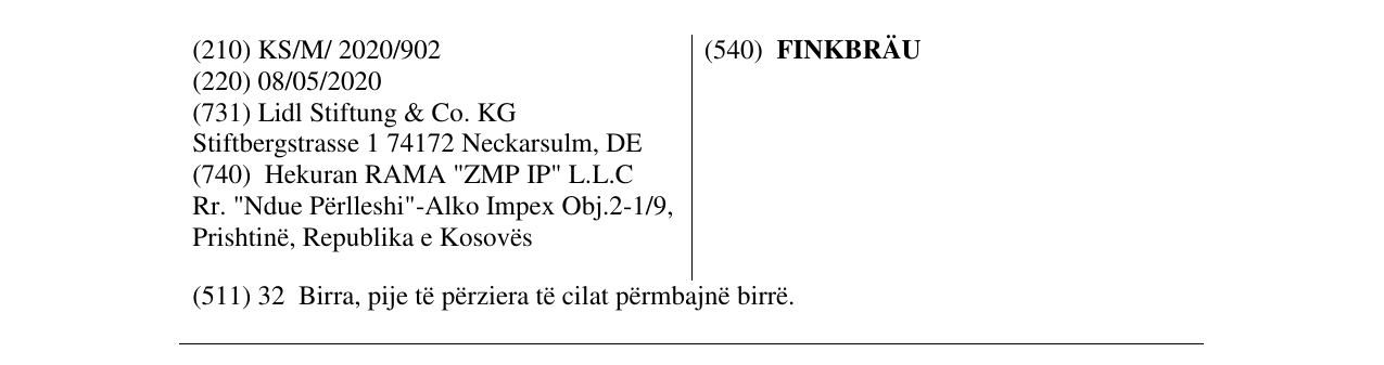 Zëri i markës FINKBRÄU në buletin