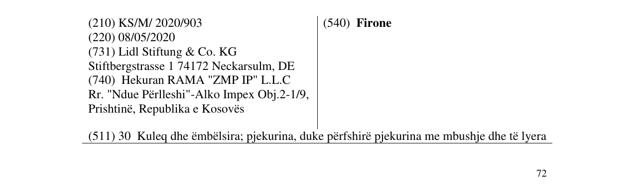 Zëri i markës Firone në buletin