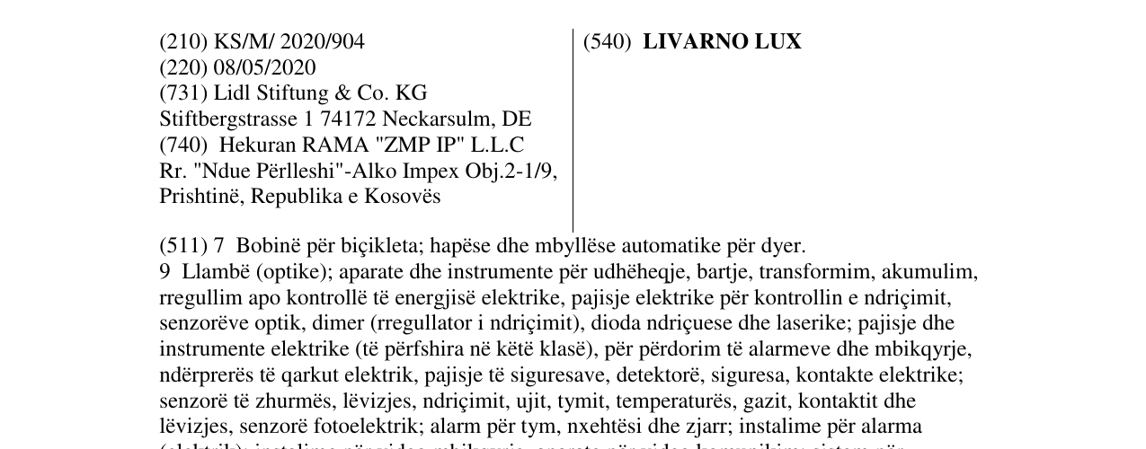 Zëri i markës LIVARNO LUX në buletin
