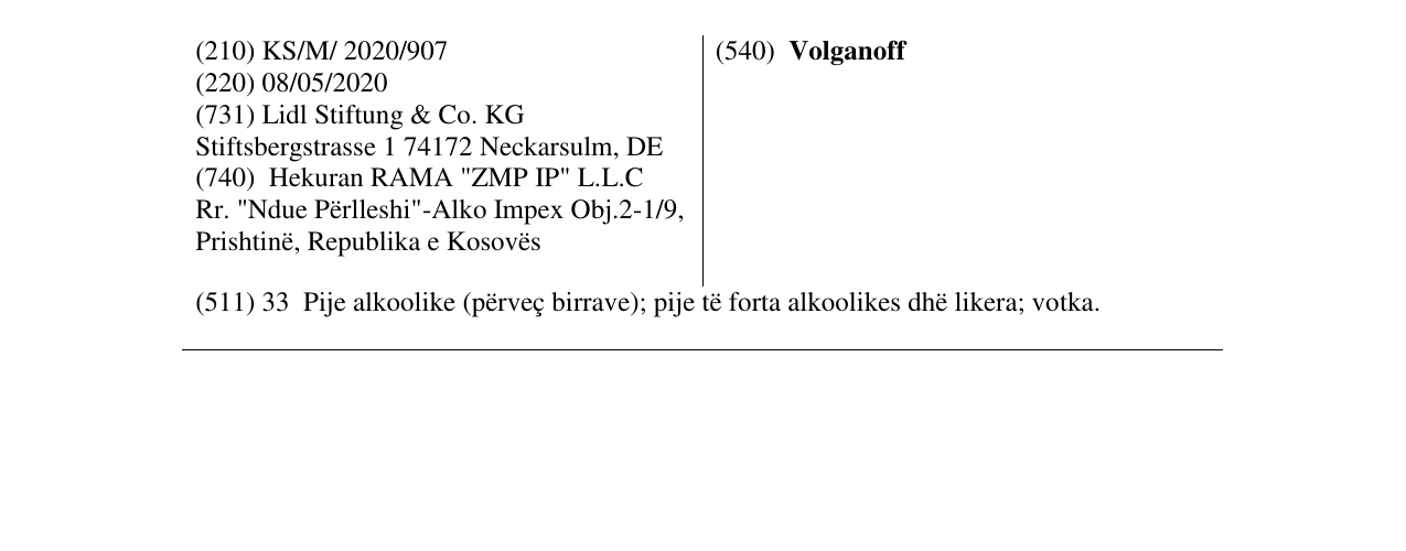 Zëri i markës Volganoff në buletin