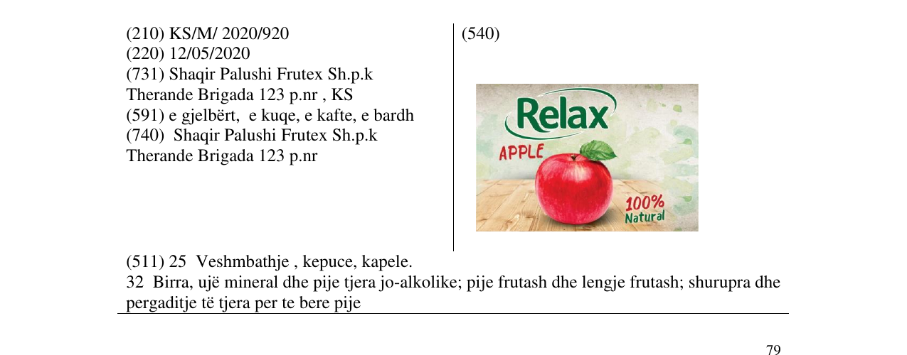 Zëri i markës RELAX APPLE në buletin