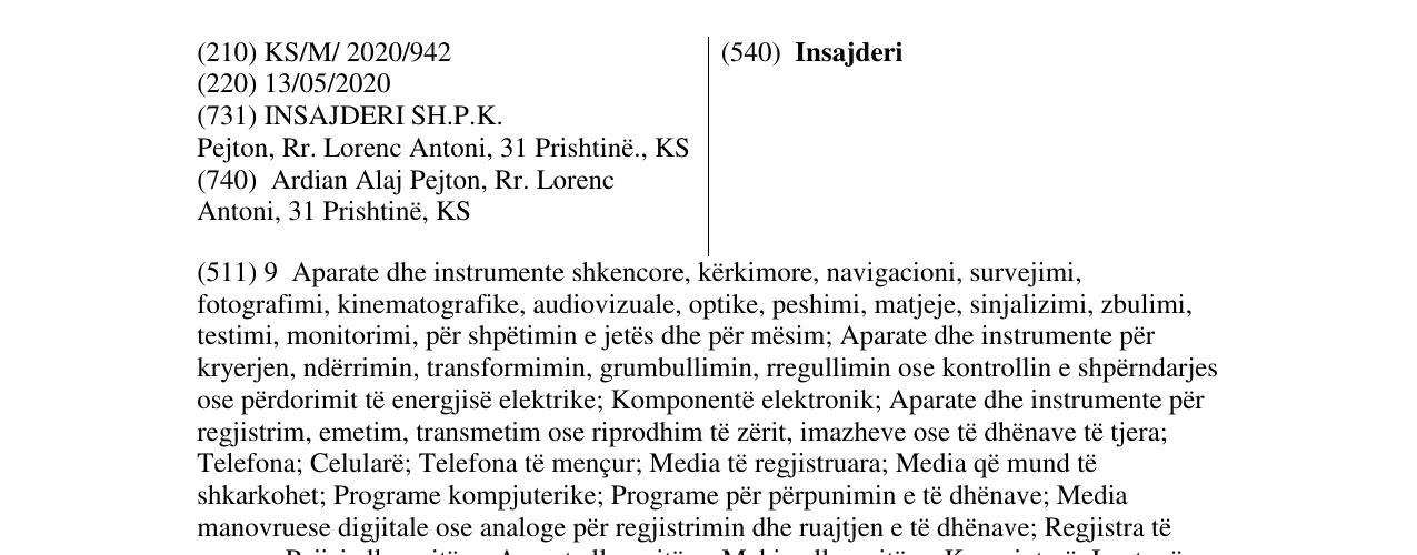 Zëri i markës Insajderi në buletin