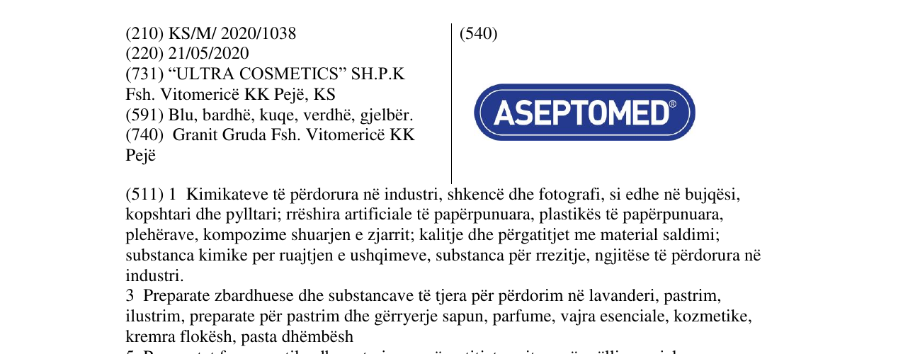 Zëri i markës aseptomed në buletin