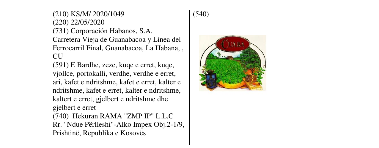 Zëri i markës CUBA në buletin