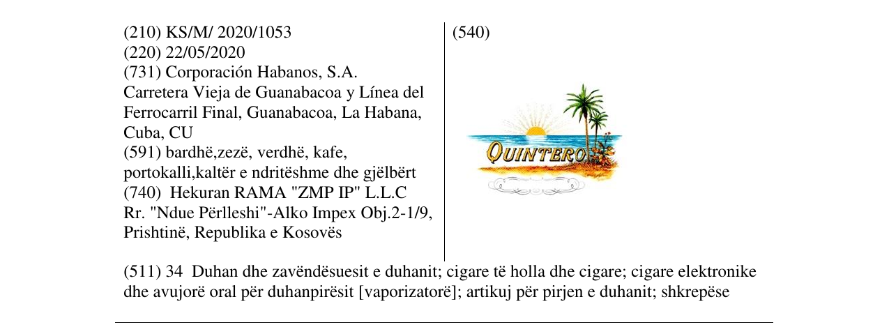 Zëri i markës QUINTERO në buletin