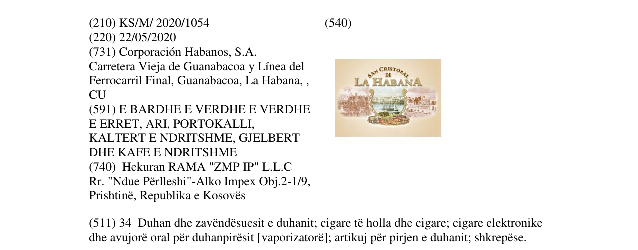 Zëri i markës LA HABANA në buletin