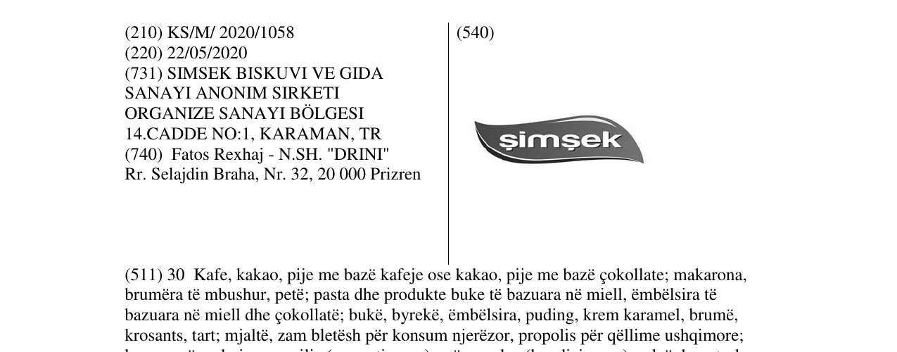 Zëri i markës simsek në buletin