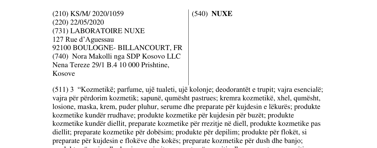 Zëri i markës NUXE në buletin