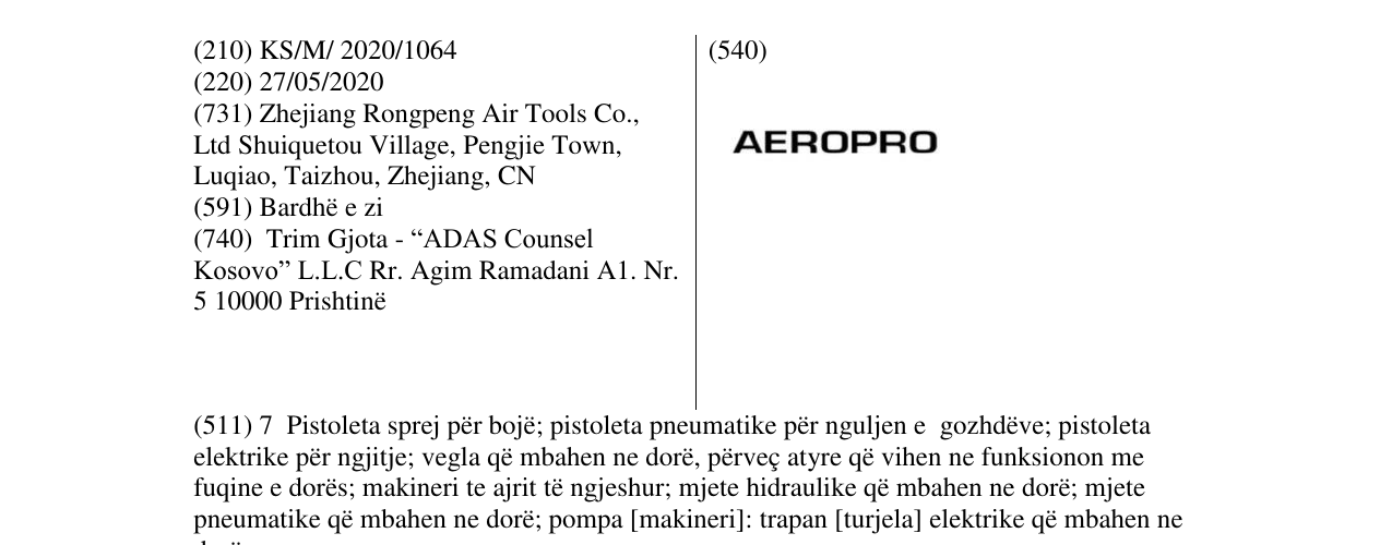 Zëri i markës AEROPRO në buletin