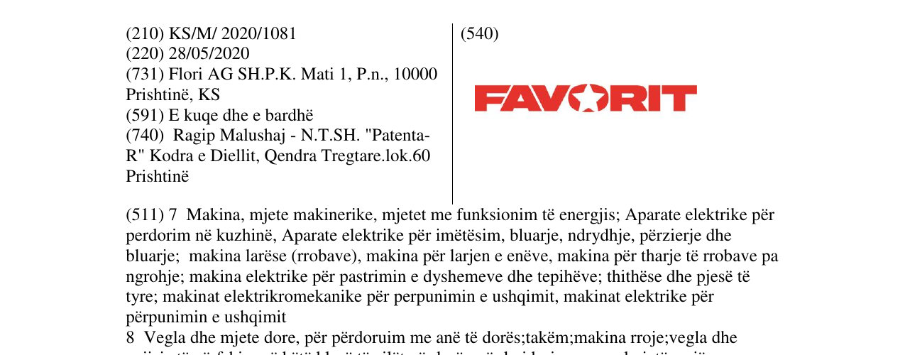 Zëri i markës FAVORIT në buletin