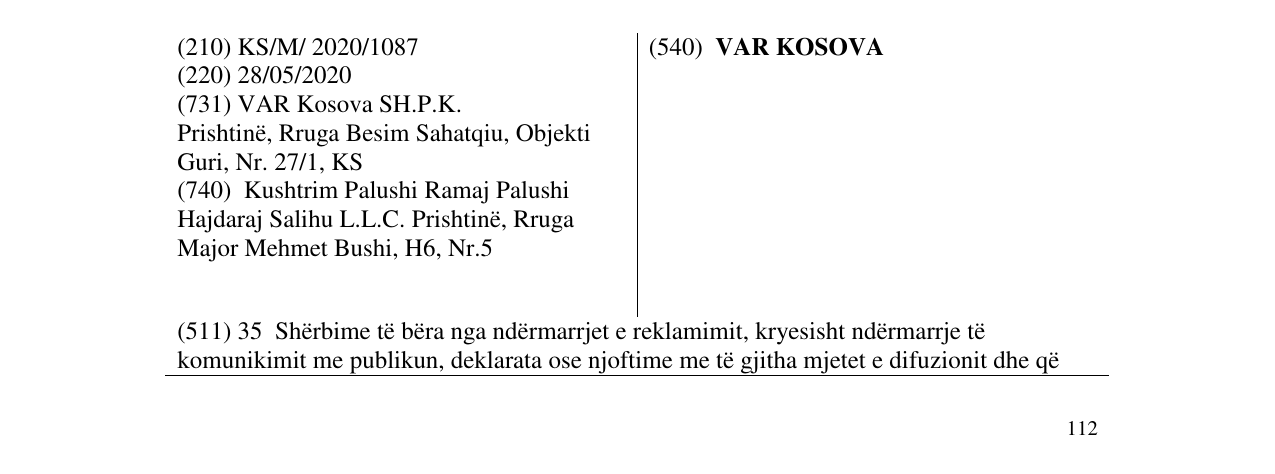 Zëri i markës VAR KOSOVA në buletin
