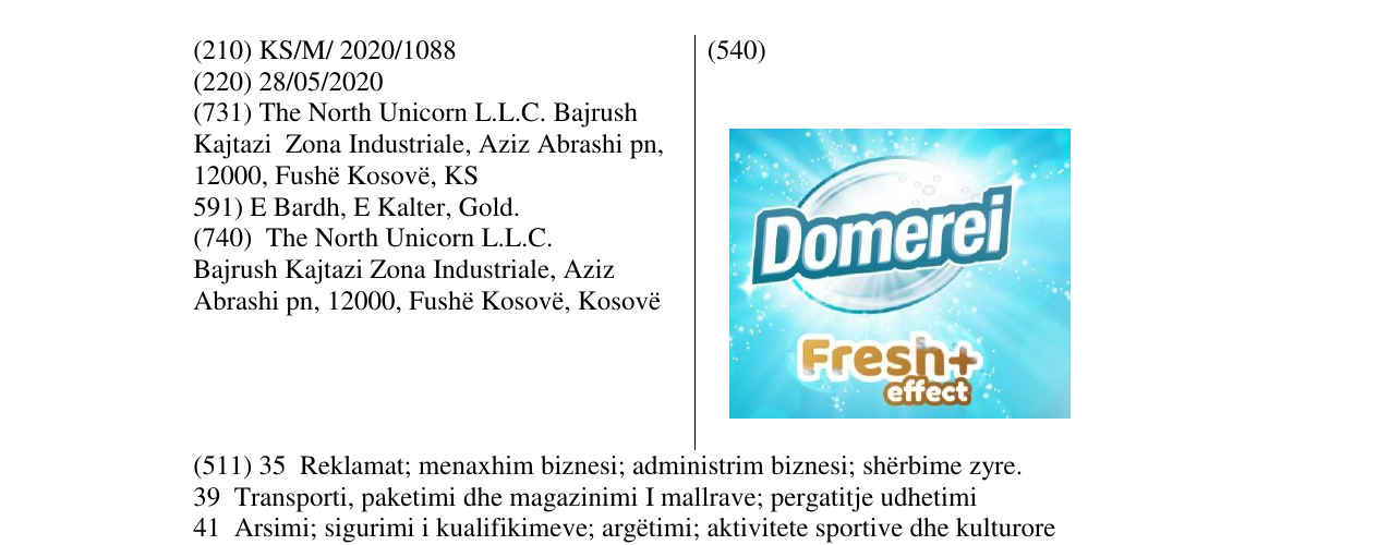 Zëri i markës DOMEREI në buletin