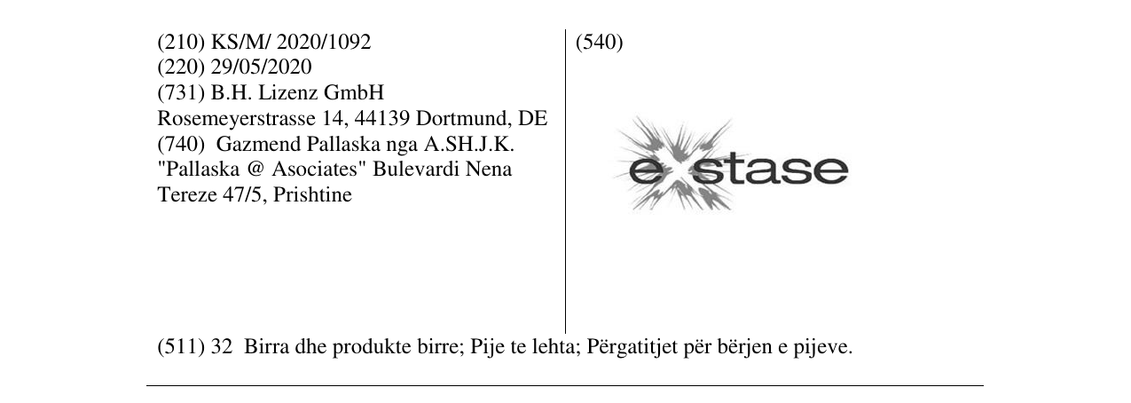 Zëri i markës exstase në buletin
