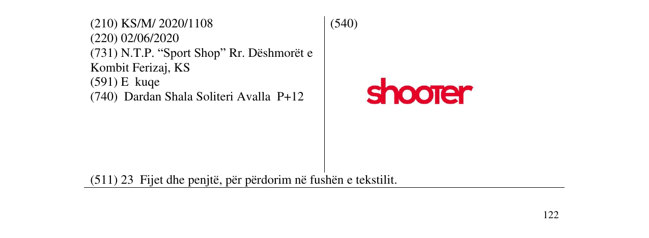 Zëri i markës SHOOTER në buletin