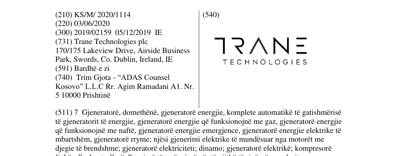 Zëri i markës TRANE TECHNOLOGIES në buletin