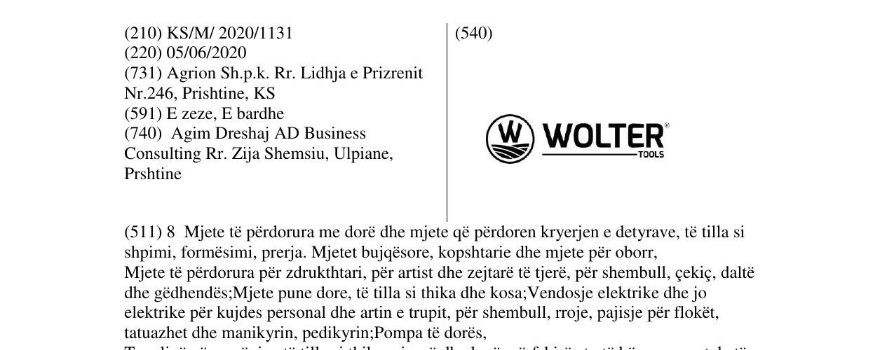 Zëri i markës WOLTER në buletin