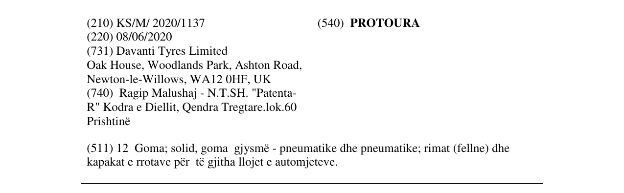 Zëri i markës PROTOURA në buletin
