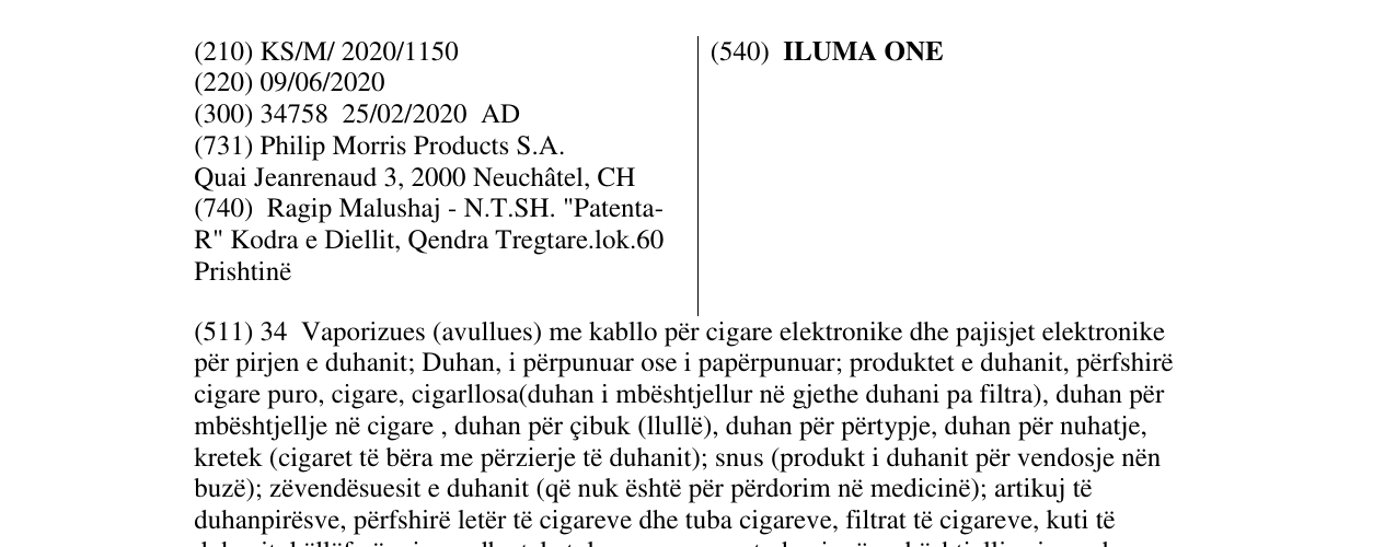 Zëri i markës ILUMA ONE në buletin